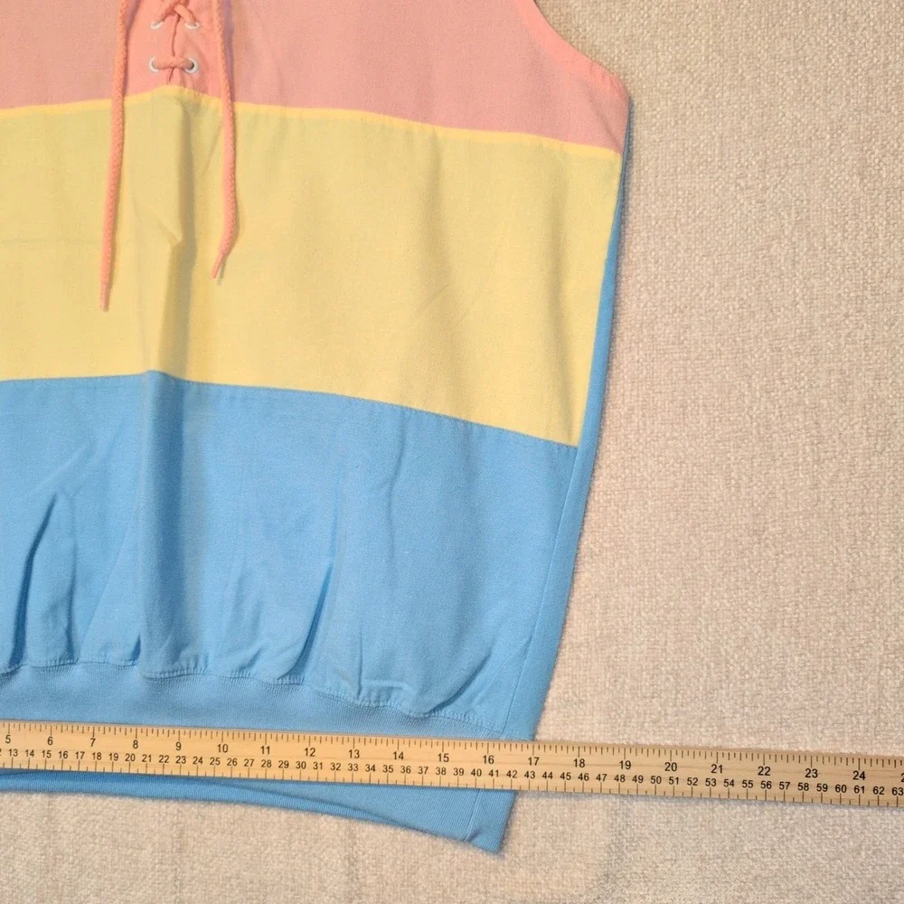 80's VTG Lg Pastel Color block Sleeveless Shirt with Ties Kensington Bay Club